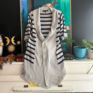 Aritzia Gray and Navy Striped Cardigan